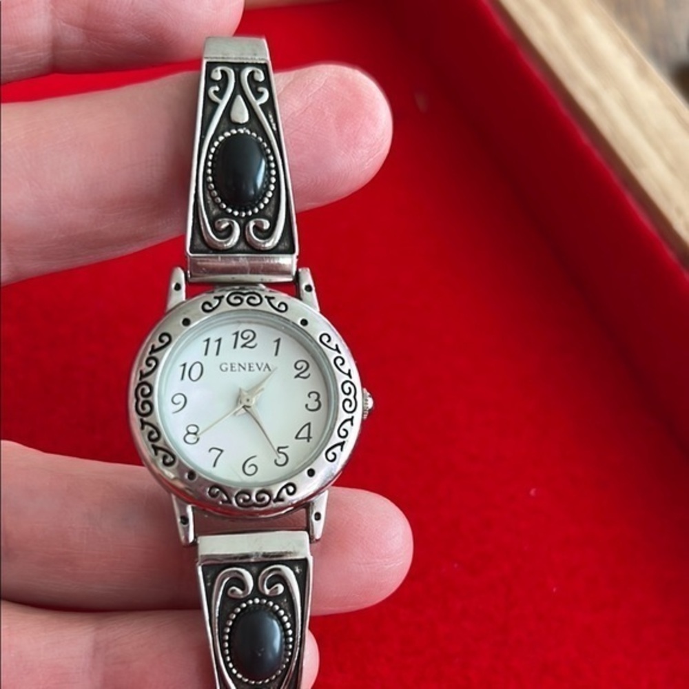 Geneva Silver and Black Watch